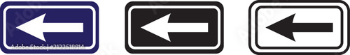 Blue parking sign and right left arrow direction road symbol set isolated flat vector traffic navigation icons. Mandatory left sign. Road sign and symbol. Vector illustration