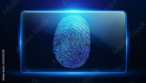 glowing fingerprint on sleek glass screen under hacker blue lighting ultra hd dark gradient backdrop symbolic of digital access breach perfect for cybersecurity visuals and tech articles