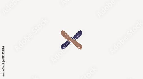 Crossed brown wooden sticks logo icon.