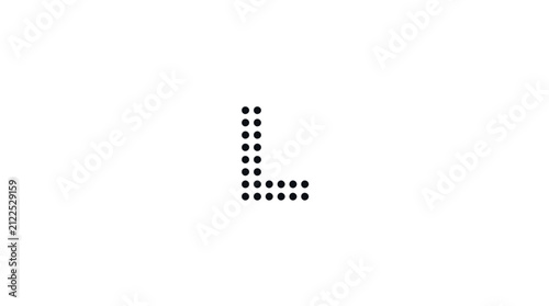 Minimalist letter L icon made of black dots.