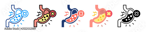 Konstfotografi Indigestion Symptom Icon Sheet Multiple Style Collection