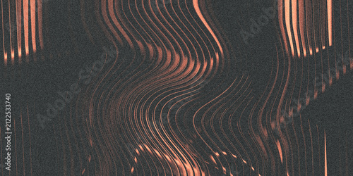 Wavy Copper Lines with Grainy Dark Background During Abstract Light Play