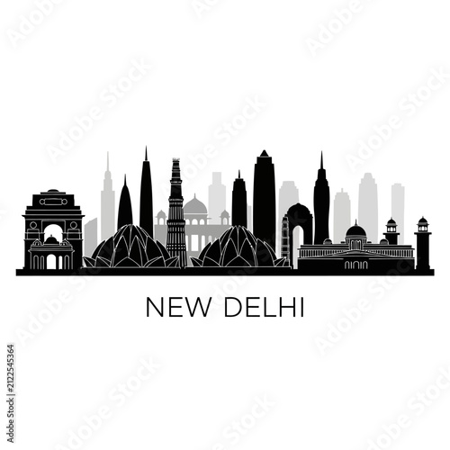New Delhi Skyline Silhouette: Iconic Indian City Buildings