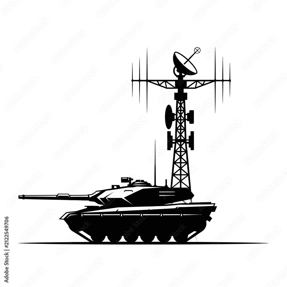 Obraz premium Military Tank with Communication Tower