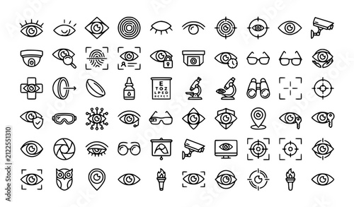 Foto Modern Eye Vision Symbol Outline Vector Icon Collection