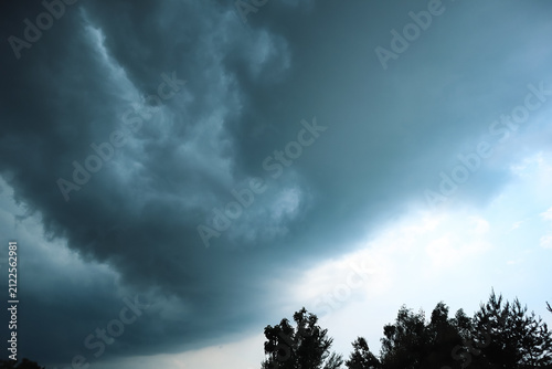 Dark dramatic storm clouds before heavy rain texture background