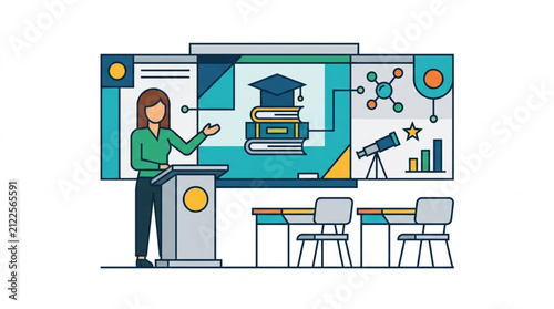 Instructor teaching with educational tools.