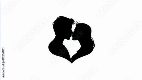 Vector logo of a couple in love,  heart silhouette