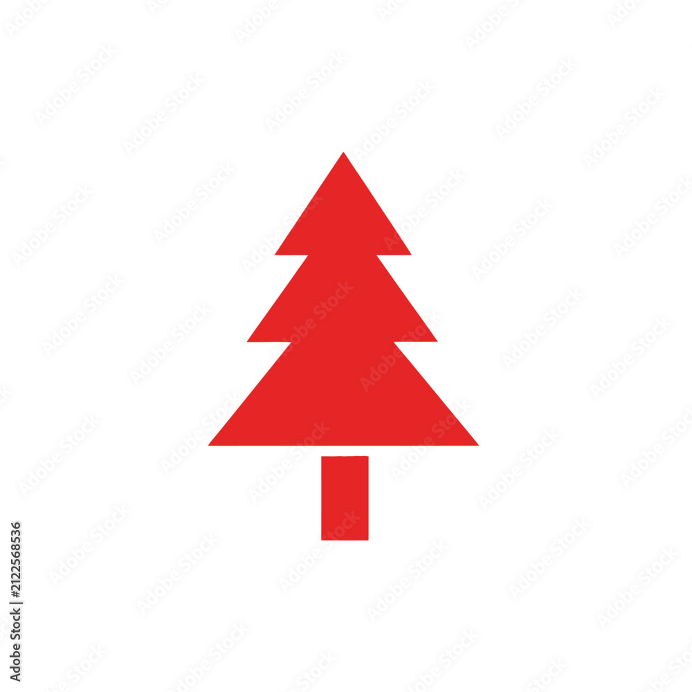 Fototapeta premium Minimalist red pine tree icon isolated on white background