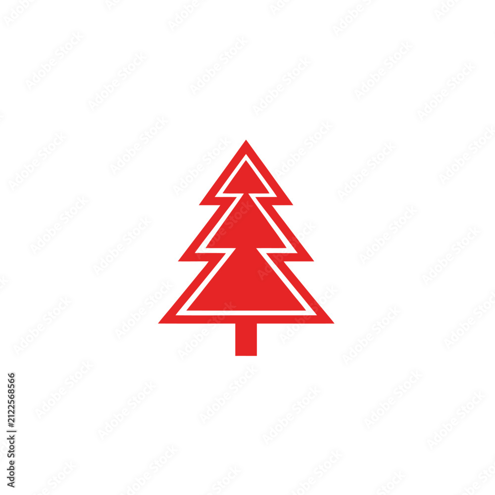 Fototapeta premium Minimalist red pine tree icon isolated on white background