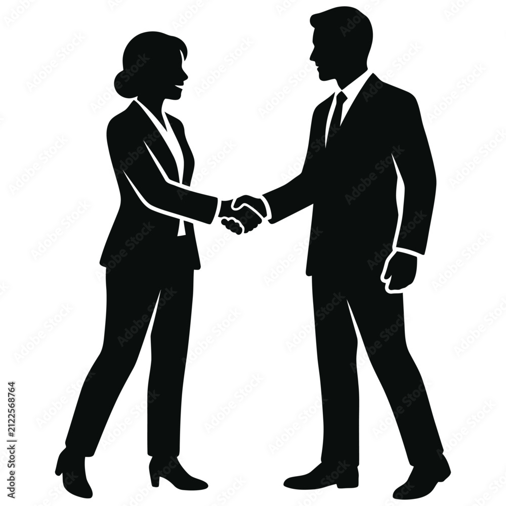 Fototapeta premium professional business people shaking hands a woman and a man in suits