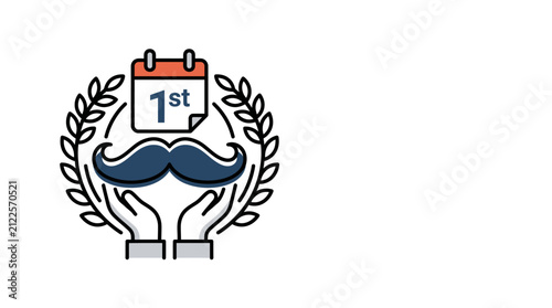 Foto Creative flat vector design of a mustache symbolizing men health awareness and w