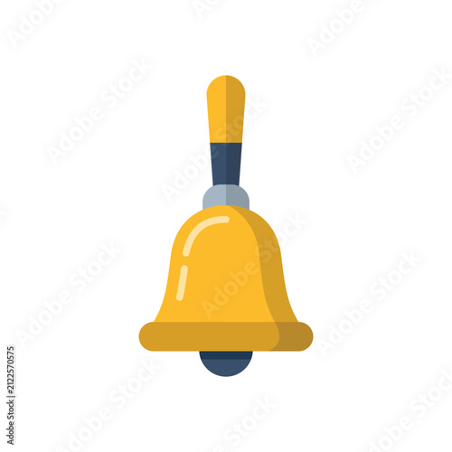 Yellow gold handbell with wooden handle on white background