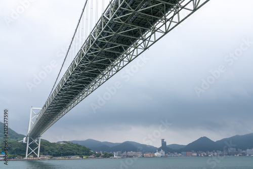 Kanmon Bridge steel structure framing the Moji cityscape