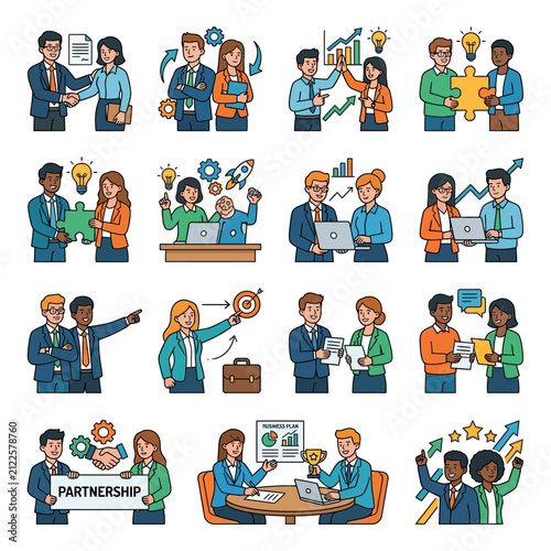 business teamwork and collaboration depicting partnership success and innovation among diverse professionals working strategically.