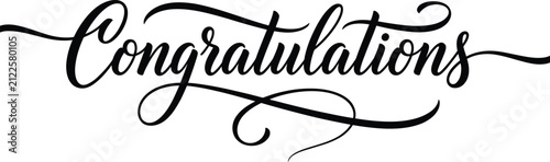 Elegant handwritten calligraphy script text saying congratulations isolated on a plain white background for design