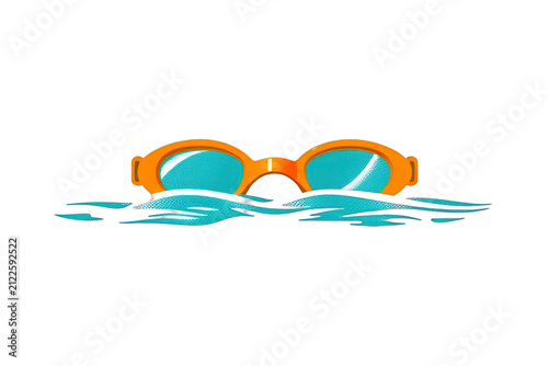 Swimming goggles in water illustration
