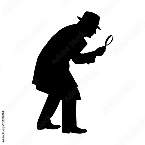 Photography Silhouette of a detective with a magnifying glass