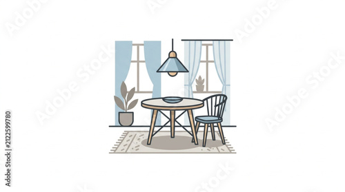 Modern Dining Table with Cozy Seating Setup.