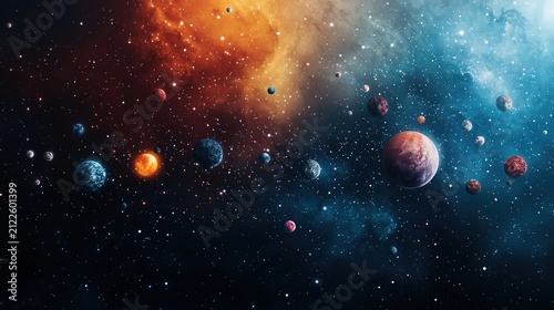 A stunning cosmic scene featuring bright planets and twinkling stars in the vastness of deep space