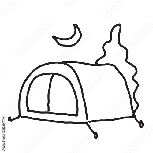 Принти на полотні hand drawn camping traveling doodle vector illustration