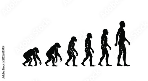 Foto Illustrative depiction of human evolution from primate ancestors to modern human