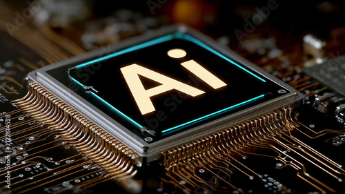 AI processor mounted on a circuit board representing artificial intelligence and advanced computing
