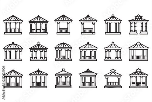 Canvastavla Gazebo web icons in line style