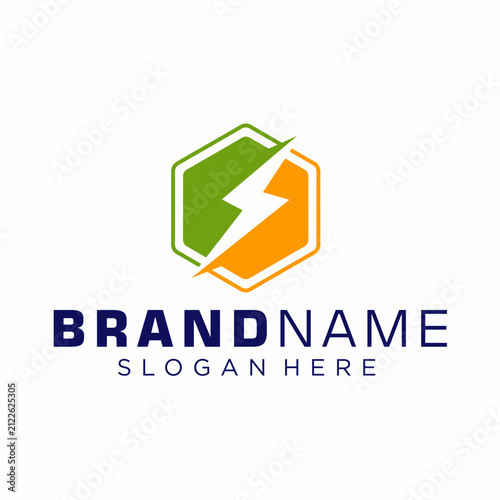 Bolt Hexagon Logo Vector