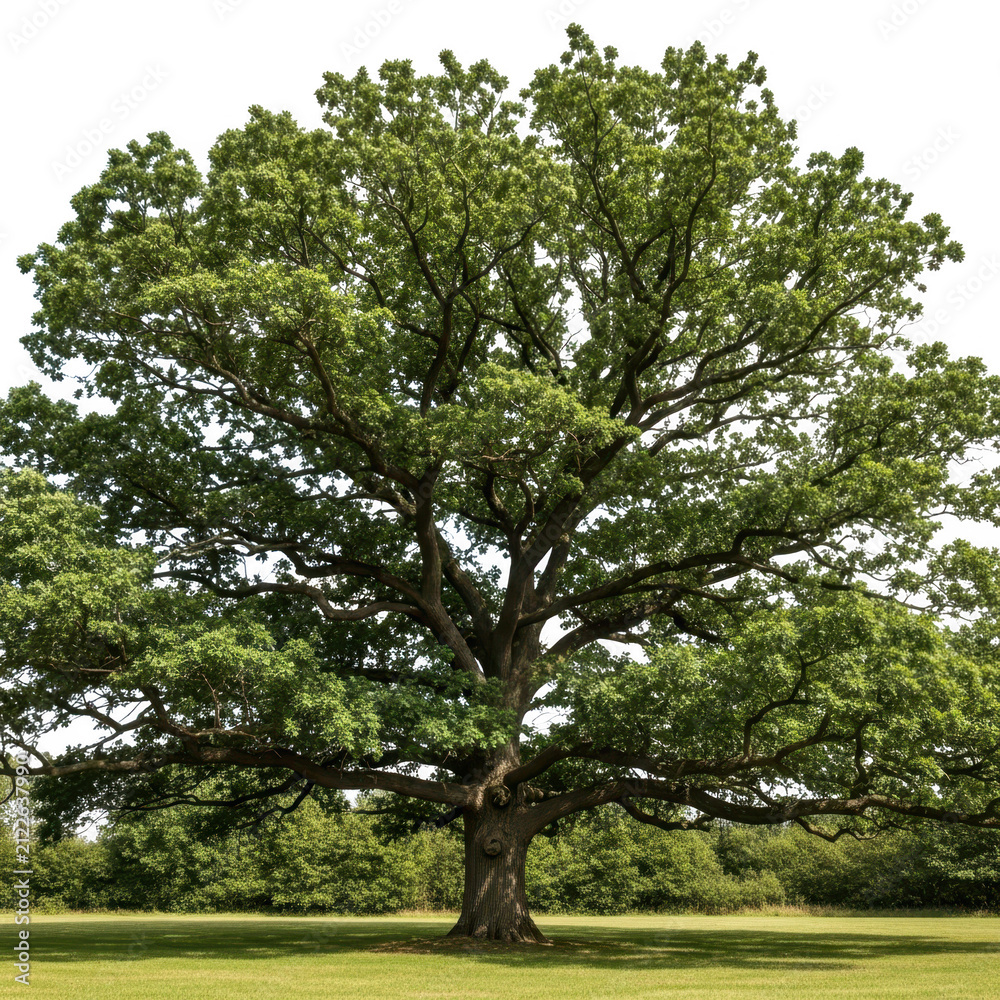 Fototapeta premium A large solitary tree standing in an open green field