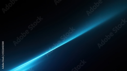 Abstract glowing blue light beam diagonal streak on dark background