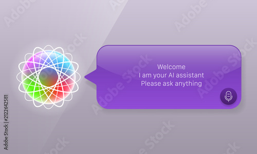 AI voice assistant chat speech bubble user interface design template
