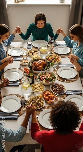 Family enjoying a festive holiday meal together.