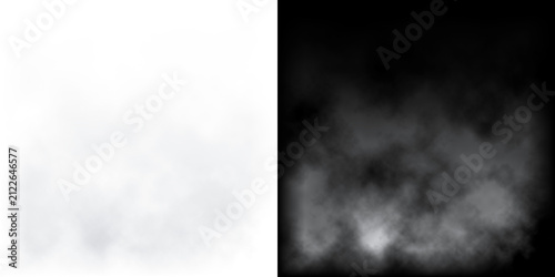 Canvastavla Fog and smoke clouds spreading low across the ground, soft floor mist on transpa