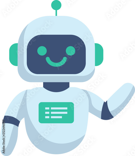 cute ai robot waving hand clipart vector shape