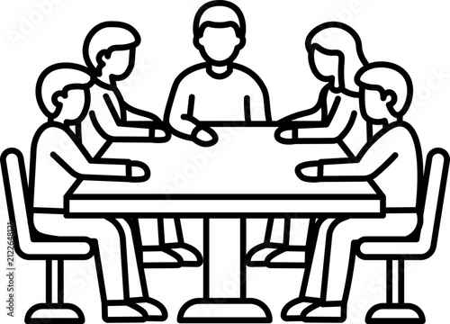 business meeting table discussion clipart vector outline