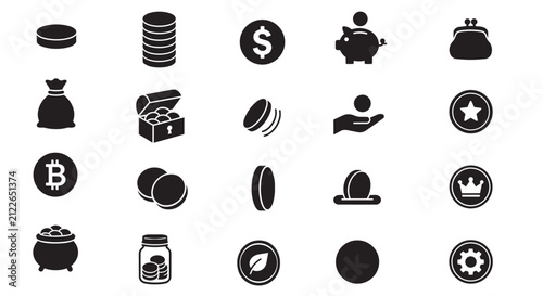 Finance-Money Vector Icon Collection For Banking Savings And Cryptocurrency Apps