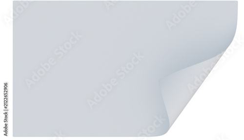 Canvastavla white Curled Page Corner Banner Sheet 3D Render Isolated Object