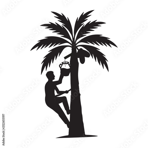 Date Palm Sap Collector Silhouette