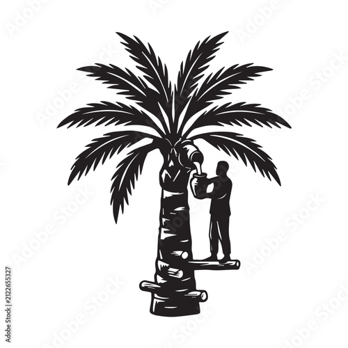 Date Palm Sap Collector Silhouette