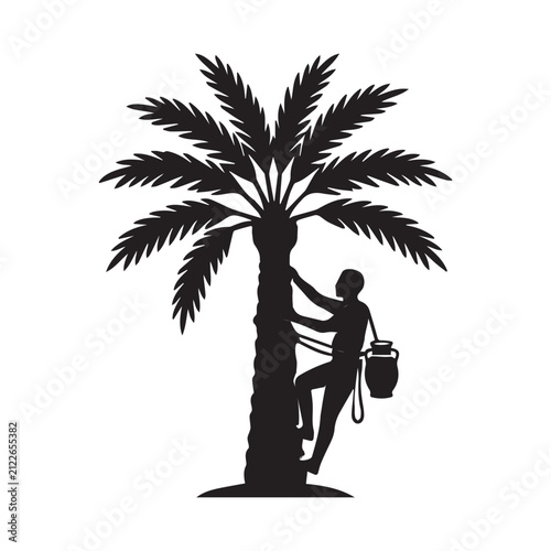 Date Palm Sap Collector Silhouette