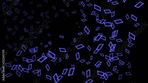 Dynamic Geometric Floating Blue Rectangular Frames Abstract Pattern Animation on Black Background