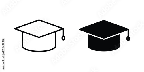 Graduation hat icon editable pictograms kit