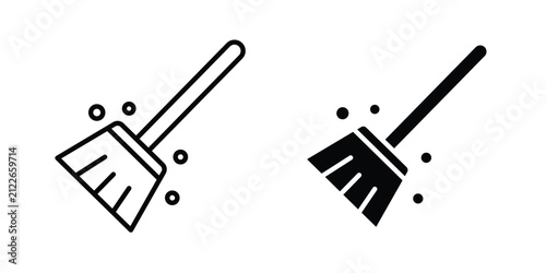 Canvastavla Broom sweeping dust icon editable pictograms kit