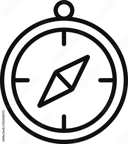 Compass Navigation Strategy Icon. Business Direction Map Line Art Design.
