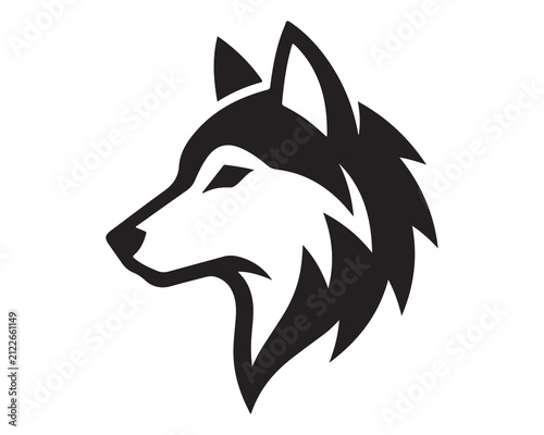 PrintWolf head logo icon. Minimalist vector illustration of a wild animal profile.