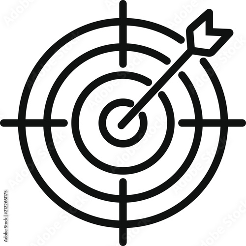 Marketing Target Accuracy Icon. Business Goal Achievement Line Art Vector.
