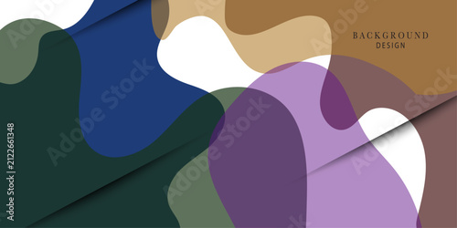 Modern Abstract Organic Shapes Background with Transparent Color Layers and Paper Cut Design