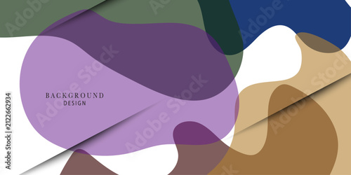 Modern Abstract Organic Shapes Background with Transparent Color Layers and Paper Cut Design