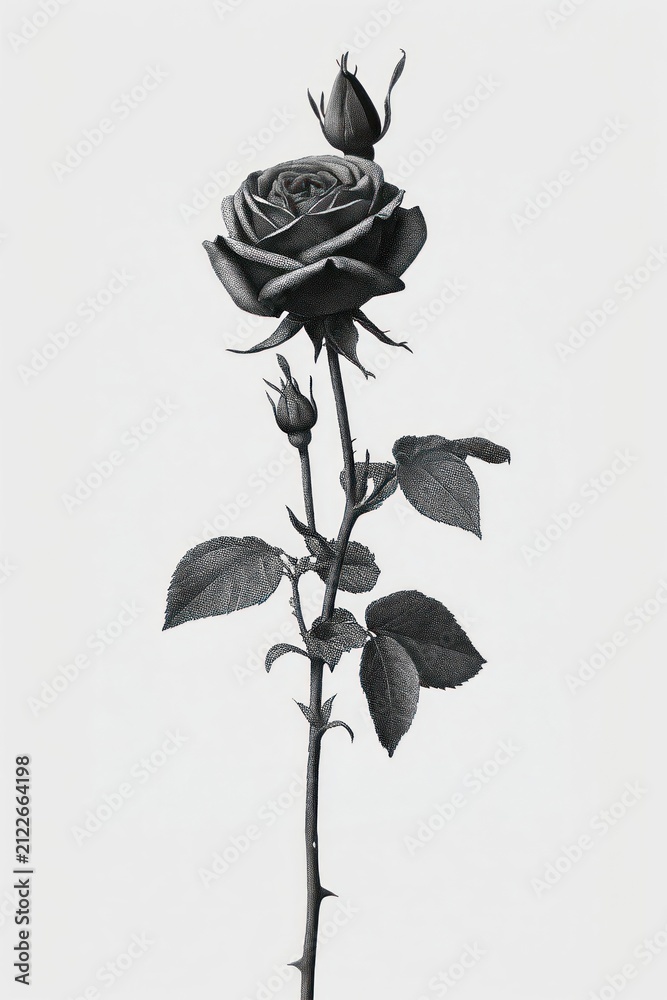 Obraz premium Detailed black and white rose illustration